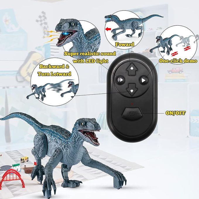 🦖 Remote Control Velociraptor Dinosaur Toy – Realistic Walking, Roaring RC Dino with Lights | Gift for Kids & Collectors