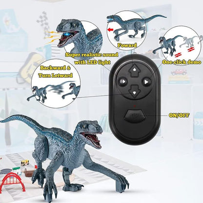 🦖 Remote Control Velociraptor Dinosaur Toy – Realistic Walking, Roaring RC Dino with Lights | Gift for Kids & Collectors