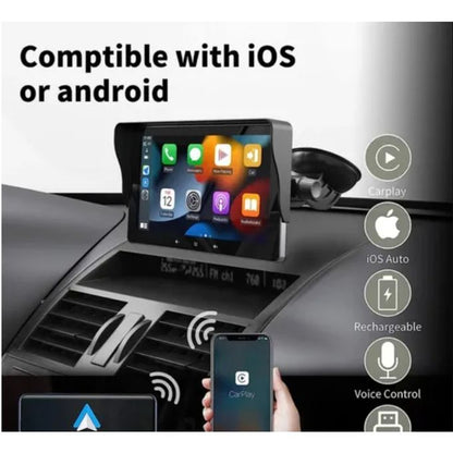 🚘 7-Inch Portable Touchscreen Car Display with Apple CarPlay & Android Auto