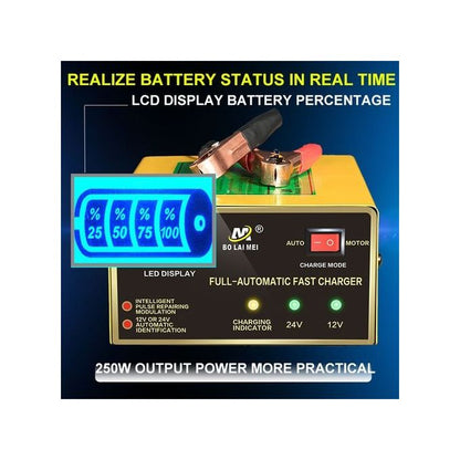 🔋 Intelligent Fast Pulse Car Battery Charger 12V/24V