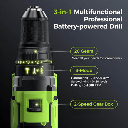 🛠️ KILIAN ETHAN 21V Cordless Impact Drill Screw Machine (10mm) with Complete Tool Kit