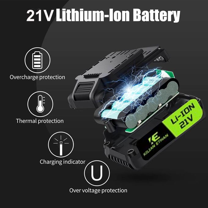 🛠️ KILIAN ETHAN 21V Cordless Impact Drill Screw Machine (10mm) with Complete Tool Kit