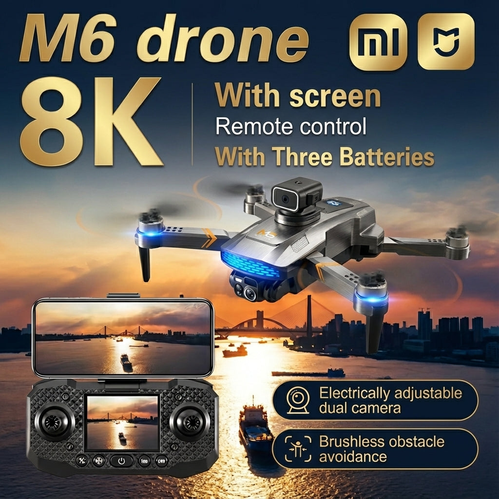 🚀 M6 8K Drone (With 3 Batteries) – Fly Smarter. Shoot Better. Dominate the Sky