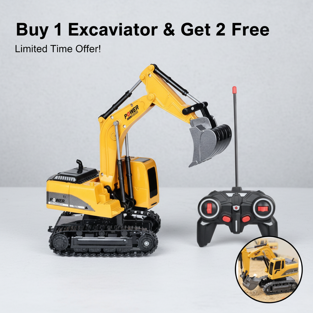 🚜 BUY 1 KID’S REMOTE CONTROL EXCAVATOR 🎁 GET 2 MORE FREE — TOTAL 3 EXCAVATORS!