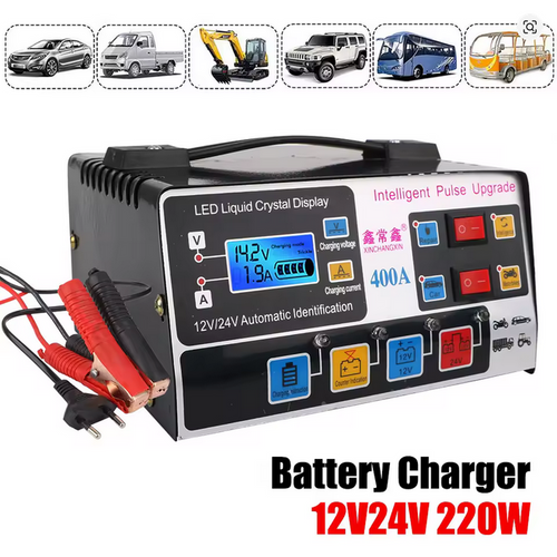 🔋 12V/24V Intelligent Pulse Repair Battery Charger