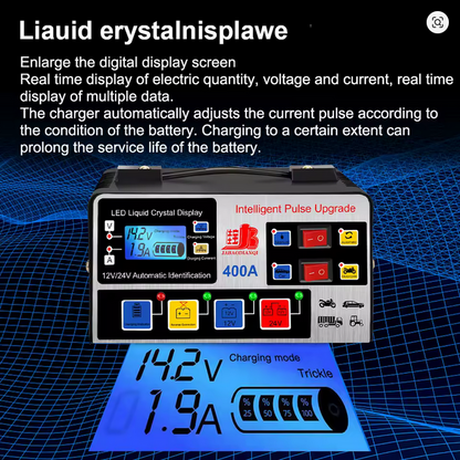 🔋 12V/24V Intelligent Pulse Repair Battery Charger