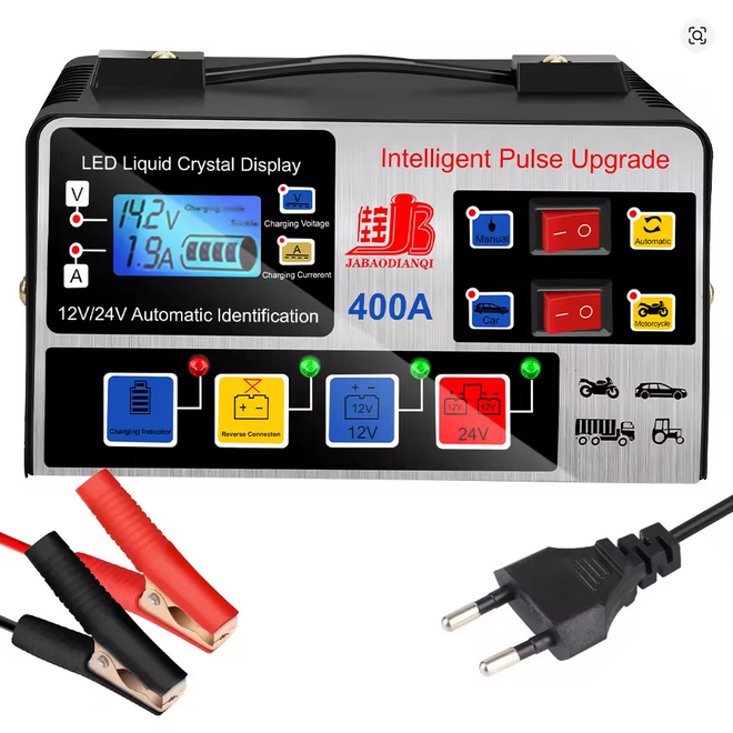 🔋 12V/24V Intelligent Pulse Repair Battery Charger