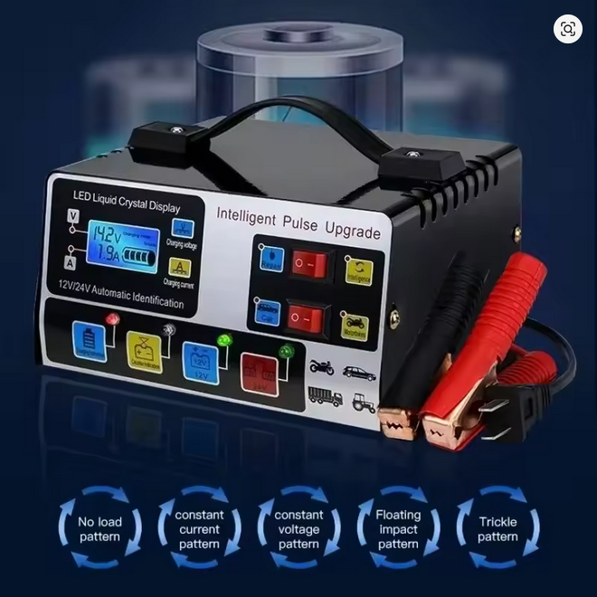 🔋 12V/24V Intelligent Pulse Repair Battery Charger