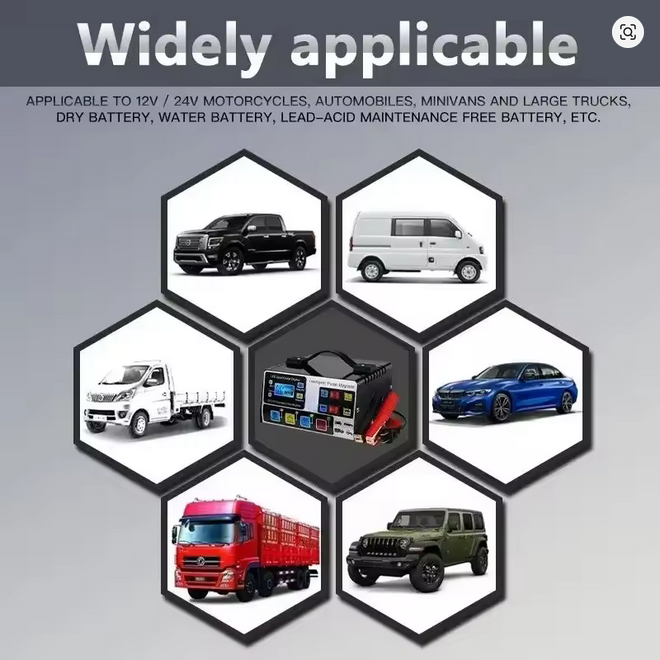 🔋 12V/24V Intelligent Pulse Repair Battery Charger