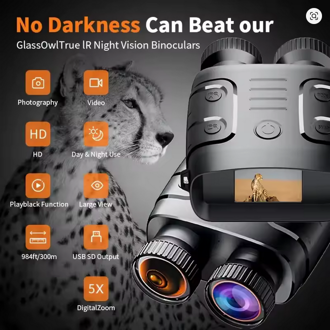 🔭 True IR Night Vision Binoculars – 1080p HD | Long Range Infrared Night Vision Goggles | Tactical, Hunting, Camping Gear