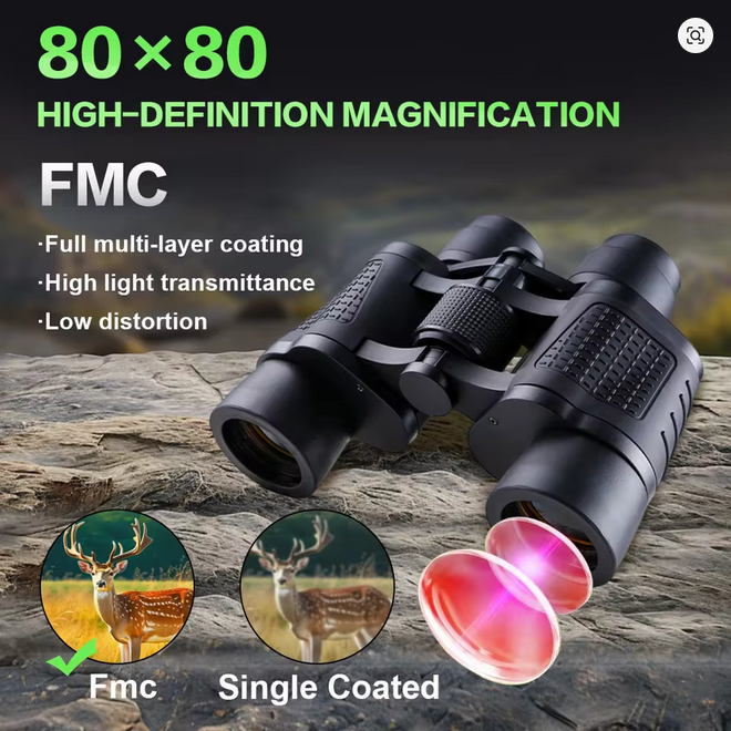 🔭 Professional 80x80 HD Long-Range Binoculars | Up to 15,000M Zoom | Night Vision | Tactical, Hunting, Birdwatching, Camping Gear